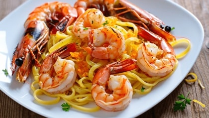 Tagliolini ai gamberi crudi e cotti