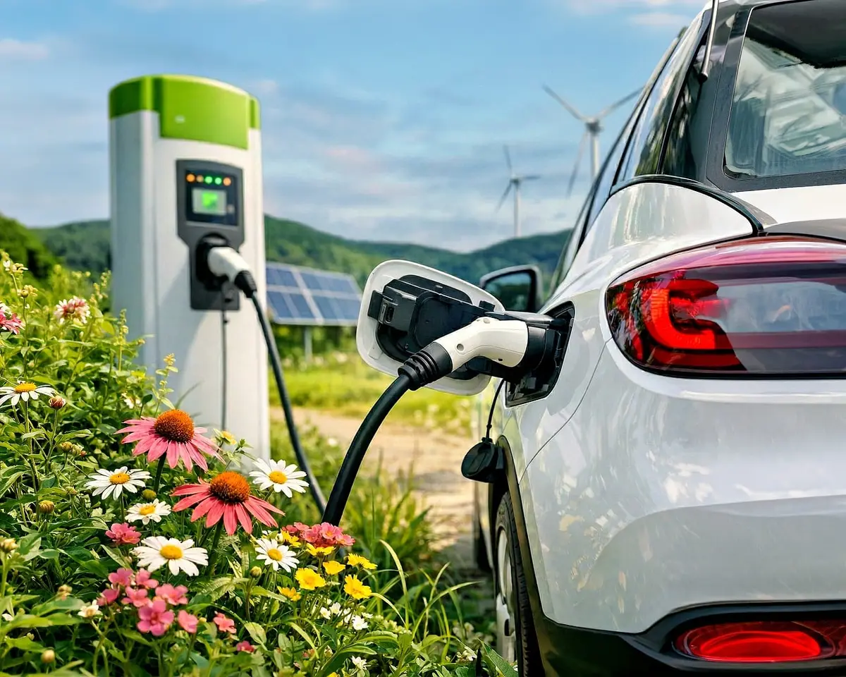 Banchina con segnale Wi‑Fi e colonnine di ricarica per auto