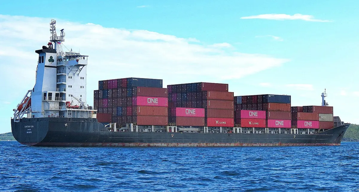 Una portacontainer attraccata con container reefers visibili
